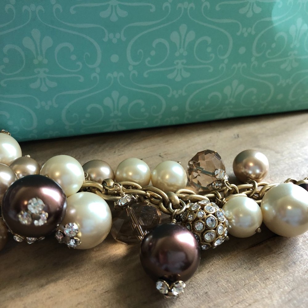 Stella & Dot Gold & Pearl Bracelet with Earrings
